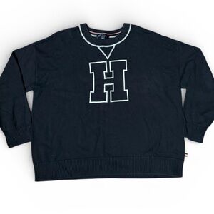 Tommy Hilfiger Navy Crewneck Sweater with White 'H' Logo